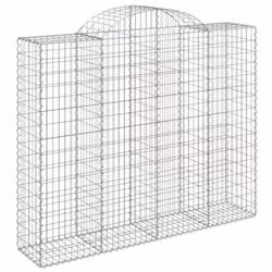vidaXL Arched Gabion Basket Stone Basket Gabion Retaining Wall Galvanised Iron - 200 x 50 x 160/180 cm/ 10 pcs - Additional view 2
