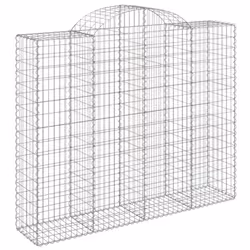 vidaXL Arched Gabion Basket Stone Basket Gabion Retaining Wall Galvanised Iron - 200 x 50 x 160/180 cm/ 12 pcs - Additional view 2