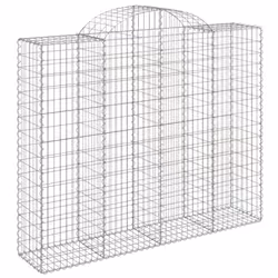 vidaXL Arched Gabion Basket Stone Basket Gabion Retaining Wall Galvanised Iron - 200 x 50 x 160/180 cm/ 18 pcs - Additional view 2
