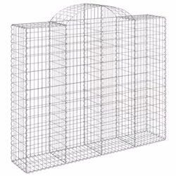 vidaXL Arched Gabion Basket Stone Basket Gabion Retaining Wall Galvanised Iron - 200 x 50 x 160/180 cm/ 30 pcs - Additional view 2