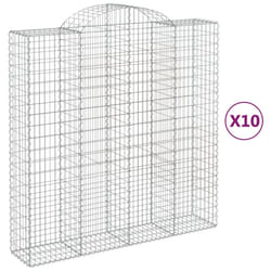 vidaXL Arched Gabion Basket Stone Basket Gabion Retaining Wall Galvanised Iron - 200 x 50 x 200/220 cm/ 10 pcs
