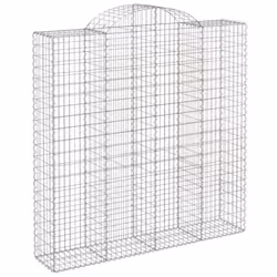 vidaXL Arched Gabion Basket Stone Basket Gabion Retaining Wall Galvanised Iron - 200 x 50 x 200/220 cm/ 10 pcs
