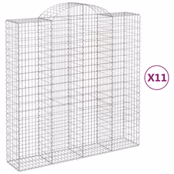 vidaXL Arched Gabion Basket Stone Basket Gabion Retaining Wall Galvanised Iron - 200 x 50 x 200/220 cm/ 11 pcs