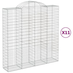 vidaXL Arched Gabion Basket Stone Basket Gabion Retaining Wall Galvanised Iron - 200 x 50 x 200/220 cm/ 11 pcs