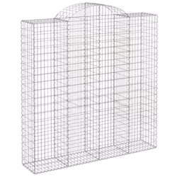 vidaXL Arched Gabion Basket Stone Basket Gabion Retaining Wall Galvanised Iron - 200 x 50 x 200/220 cm/ 12 pcs