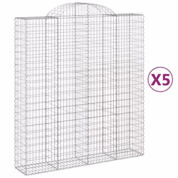 vidaXL Arched Gabion Basket Stone Basket Gabion Retaining Wall Galvanised Iron - 200 x 50 x 220/240 cm/5 pcs