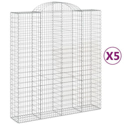 vidaXL Arched Gabion Basket Stone Basket Gabion Retaining Wall Galvanised Iron - 200 x 50 x 220/240 cm/5 pcs
