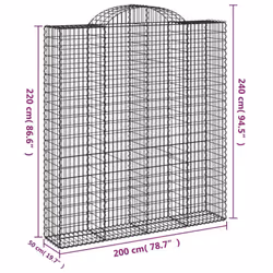 vidaXL Arched Gabion Basket Stone Basket Gabion Retaining Wall Galvanised Iron - 200 x 50 x 220/240 cm/5 pcs