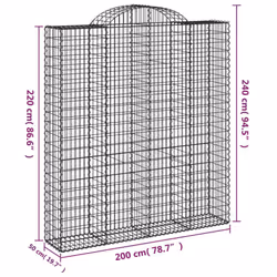 vidaXL Arched Gabion Basket Stone Basket Gabion Retaining Wall Galvanised Iron - 200 x 50 x 220/240 cm/ 7 pcs - Additional view 3