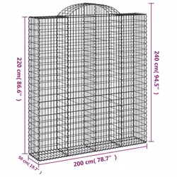 vidaXL Arched Gabion Basket Stone Basket Gabion Retaining Wall Galvanised Iron - 200 x 50 x 220/240 cm/ 10 pcs - Additional view 3