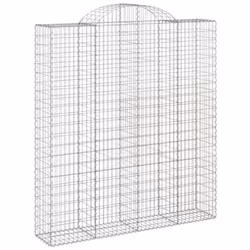 vidaXL Arched Gabion Basket Stone Basket Gabion Retaining Wall Galvanised Iron - 200 x 50 x 220/240 cm/ 12 pcs - Additional view 2