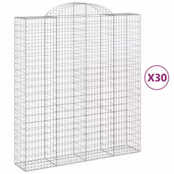 vidaXL Arched Gabion Basket Stone Basket Gabion Retaining Wall Galvanised Iron - 200 x 50 x 220/240 cm/ 30 pcs