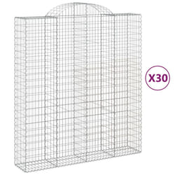vidaXL Arched Gabion Basket Stone Basket Gabion Retaining Wall Galvanised Iron - 200 x 50 x 220/240 cm/ 30 pcs