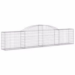 vidaXL Arched Gabion Basket Stone Basket Gabion Retaining Wall Galvanised Iron - 300 x 30 x 60/80 cm/ 8 pcs - Additional view 2