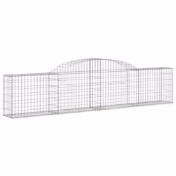 vidaXL Arched Gabion Basket Stone Basket Gabion Retaining Wall Galvanised Iron - 300 x 30 x 60/80 cm/ 17 pcs - Additional view 2