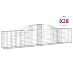 vidaXL Arched Gabion Basket Stone Basket Gabion Retaining Wall Galvanised Iron - 300 x 30 x 60/80 cm/ 30 pcs