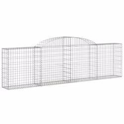 vidaXL Arched Gabion Basket Stone Basket Gabion Retaining Wall Galvanised Iron - 300 x 30 x 80/100 cm/ 2 pcs - Additional view 2
