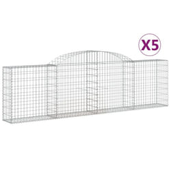 vidaXL Arched Gabion Basket Stone Basket Gabion Retaining Wall Galvanised Iron - 300 x 30 x 80/100 cm/ 5 pcs