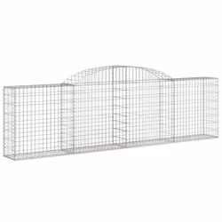 vidaXL Arched Gabion Basket Stone Basket Gabion Retaining Wall Galvanised Iron - 300 x 30 x 80/100 cm/ 5 pcs
