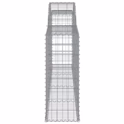 vidaXL Arched Gabion Basket Stone Basket Gabion Retaining Wall Galvanised Iron - 300 x 30 x 80/100 cm/ 12 pcs - Additional view 4