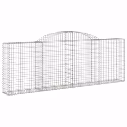 vidaXL Arched Gabion Basket Stone Basket Gabion Retaining Wall Galvanised Iron - 300 x 30 x 100/120 cm/ 6 pcs - Additional view 2