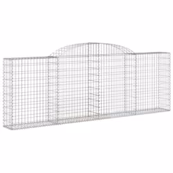 vidaXL Arched Gabion Basket Stone Basket Gabion Retaining Wall Galvanised Iron - 300 x 30 x 100/120 cm/ 11 pcs