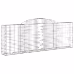 vidaXL Arched Gabion Basket Stone Basket Gabion Retaining Wall Galvanised Iron - 300 x 30 x 100/120 cm/ 12 pcs - Additional view 2