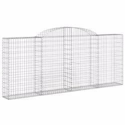 vidaXL Arched Gabion Basket Stone Basket Gabion Retaining Wall Galvanised Iron - 300 x 30 x 120/140 cm/ 3 pcs - Additional view 2