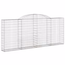 vidaXL Arched Gabion Basket Stone Basket Gabion Retaining Wall Galvanised Iron - 300 x 30 x 120/140 cm/15 pcs - Additional view 2