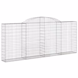 vidaXL Arched Gabion Basket Stone Basket Gabion Retaining Wall Galvanised Iron - 300 x 30 x 120/140 cm/ 30 pcs - Additional view 2