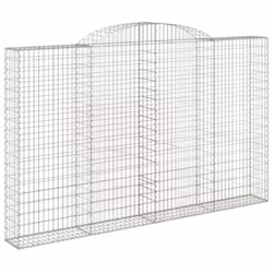 vidaXL Arched Gabion Basket Stone Basket Gabion Retaining Wall Galvanised Iron - 300 x 30 x 180/200 cm/5 pcs - Additional view 2
