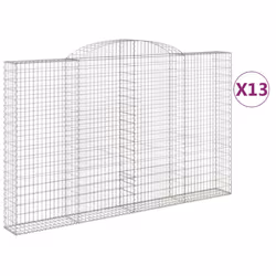 vidaXL Arched Gabion Basket Stone Basket Gabion Retaining Wall Galvanised Iron - 300 x 30 x 180/200 cm/ 13 pcs
