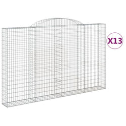 vidaXL Arched Gabion Basket Stone Basket Gabion Retaining Wall Galvanised Iron - 300 x 30 x 180/200 cm/ 13 pcs