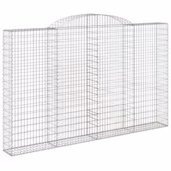 vidaXL Arched Gabion Basket Stone Basket Gabion Retaining Wall Galvanised Iron - 300 x 30 x 180/200 cm/ 13 pcs