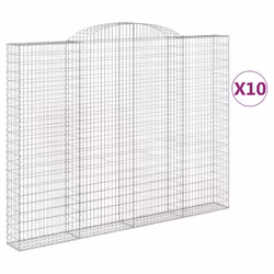 vidaXL Arched Gabion Basket Stone Basket Gabion Retaining Wall Galvanised Iron - 300 x 30 x 220/240 cm/ 10 pcs
