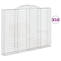 vidaXL Arched Gabion Basket Stone Basket Gabion Retaining Wall Galvanised Iron - 300 x 30 x 220/240 cm/ 10 pcs