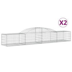 vidaXL Arched Gabion Basket Stone Basket Gabion Retaining Wall Galvanised Iron - 300 x 50 x 40/60 cm/ 2 pcs