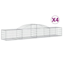 vidaXL Arched Gabion Basket Stone Basket Gabion Retaining Wall Galvanised Iron - 300 x 50 x 40/60 cm/ 4 pcs