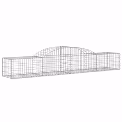 vidaXL Arched Gabion Basket Stone Basket Gabion Retaining Wall Galvanised Iron - 300 x 50 x 40/60 cm/ 5 pcs - Additional view 2