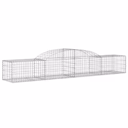 vidaXL Arched Gabion Basket Stone Basket Gabion Retaining Wall Galvanised Iron - 300 x 50 x 40/60 cm/ 7 pcs - Additional view 2