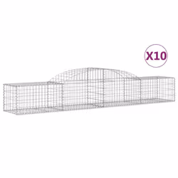 vidaXL Arched Gabion Basket Stone Basket Gabion Retaining Wall Galvanised Iron - 300 x 50 x 40/60 cm/ 10 pcs