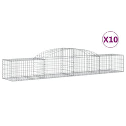 vidaXL Arched Gabion Basket Stone Basket Gabion Retaining Wall Galvanised Iron - 300 x 50 x 40/60 cm/ 10 pcs