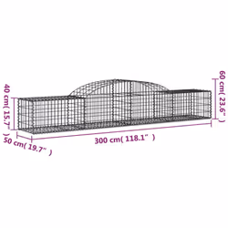 vidaXL Arched Gabion Basket Stone Basket Gabion Retaining Wall Galvanised Iron - 300 x 50 x 40/60 cm/ 10 pcs
