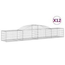 vidaXL Arched Gabion Basket Stone Basket Gabion Retaining Wall Galvanised Iron - 300 x 50 x 40/60 cm/ 12 pcs