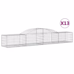 vidaXL Arched Gabion Basket Stone Basket Gabion Retaining Wall Galvanised Iron - 300 x 50 x 40/60 cm/ 13 pcs