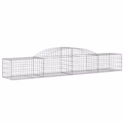 vidaXL Arched Gabion Basket Stone Basket Gabion Retaining Wall Galvanised Iron - 300 x 50 x 40/60 cm/ 13 pcs