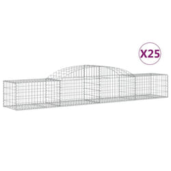 vidaXL Arched Gabion Basket Stone Basket Gabion Retaining Wall Galvanised Iron - 300 x 50 x 40/60 cm/ 25 pcs