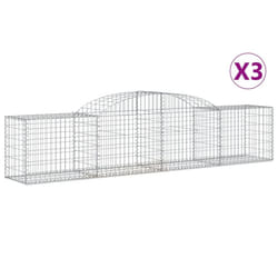 vidaXL Arched Gabion Basket Stone Basket Gabion Retaining Wall Galvanised Iron - 300 x 50 x 60/80 cm/ 3 pcs