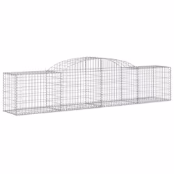 vidaXL Arched Gabion Basket Stone Basket Gabion Retaining Wall Galvanised Iron - 300 x 50 x 60/80 cm/ 3 pcs
