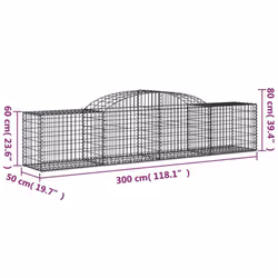 vidaXL Arched Gabion Basket Stone Basket Gabion Retaining Wall Galvanised Iron - 300 x 50 x 60/80 cm/ 3 pcs